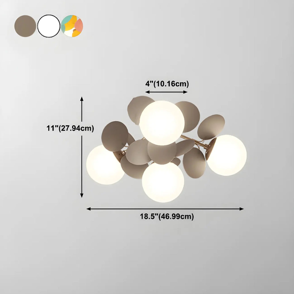 Plafonnier semi-encastré moderne en forme de boule de verre pour chambre à coucher