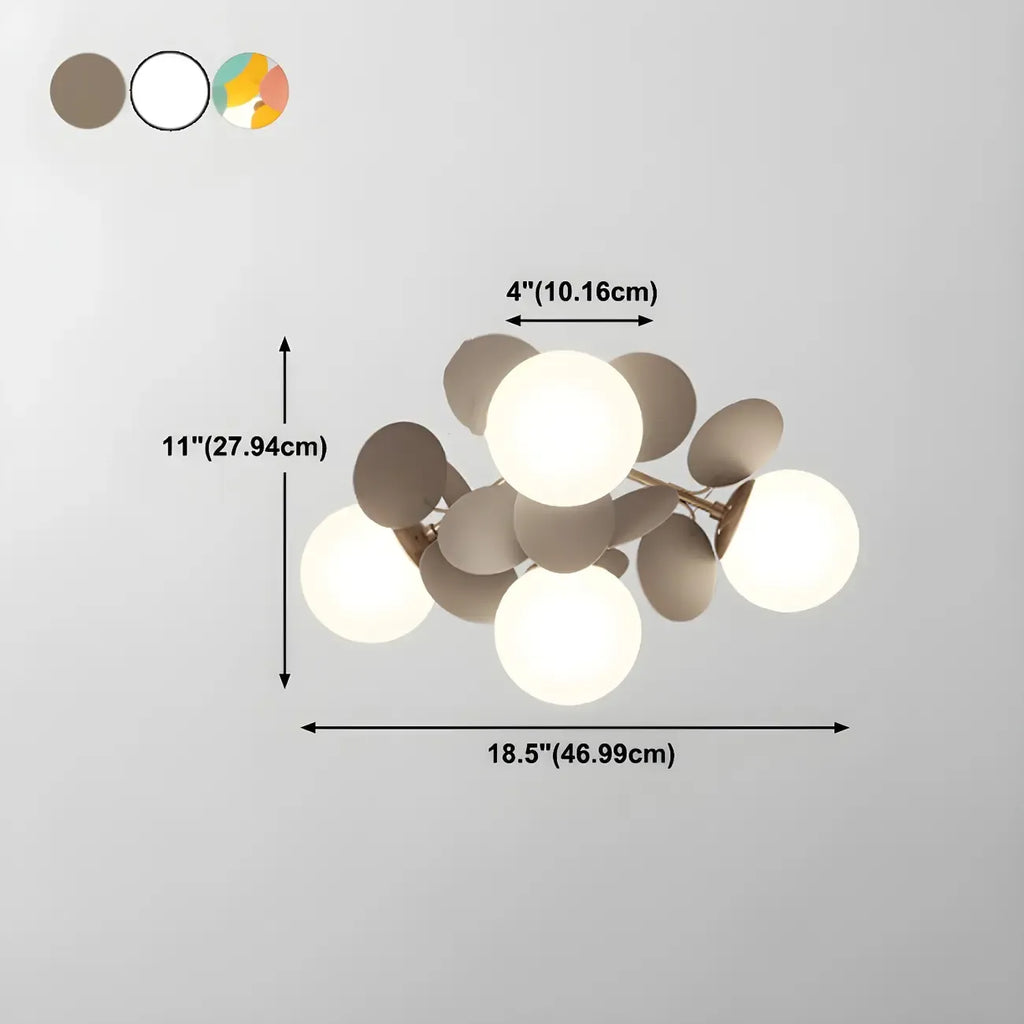 Plafonnier semi-encastré moderne en forme de boule de verre pour chambre à coucher