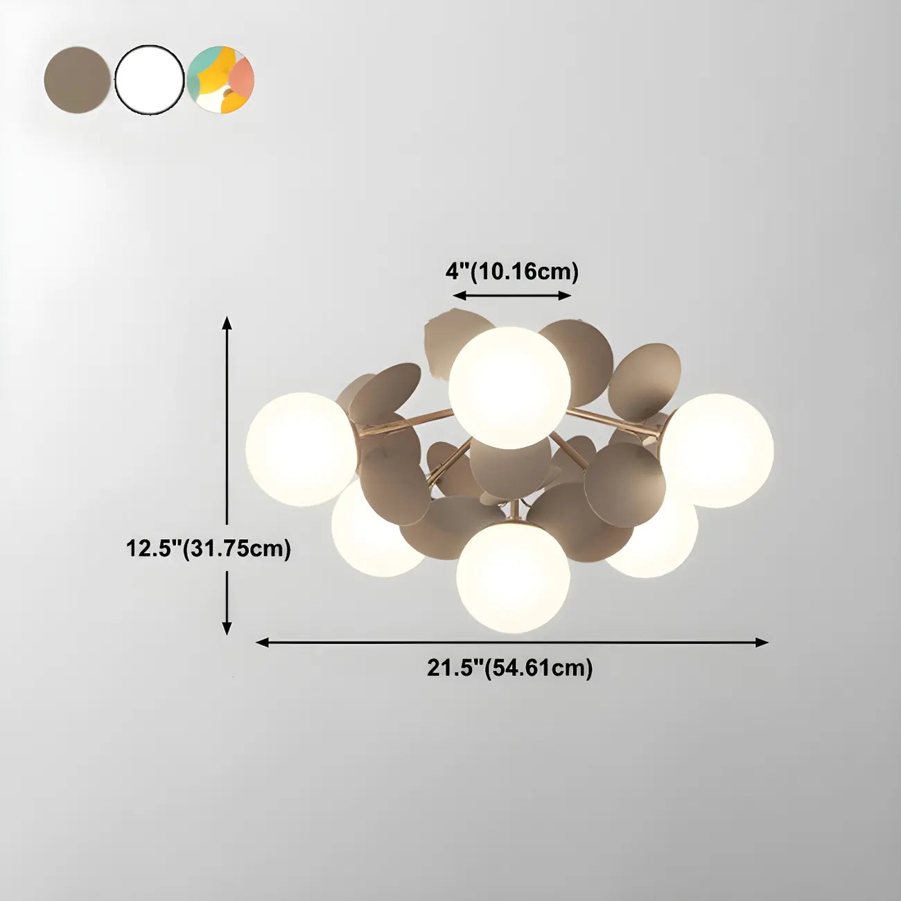 Plafonnier semi-encastré moderne en forme de boule de verre pour chambre à coucher