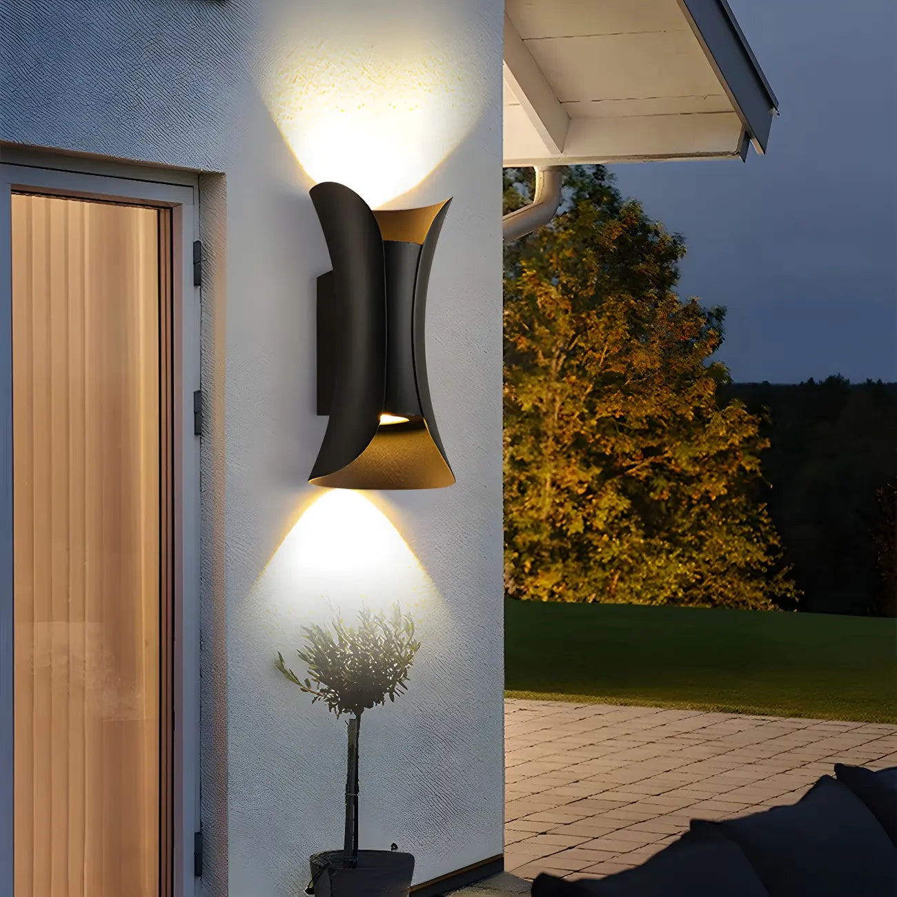 Applique murale extérieure moderne en métal LED en forme de sablier