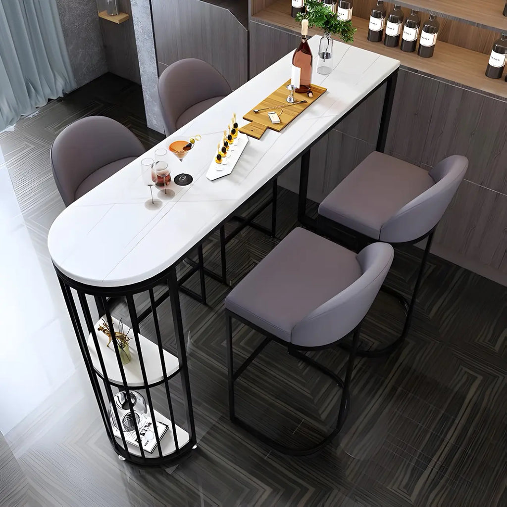Table de bar moderne en faux marbre avec structure en métal pour la cuisine