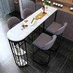 Table de bar moderne en faux marbre avec structure en métal pour la cuisine