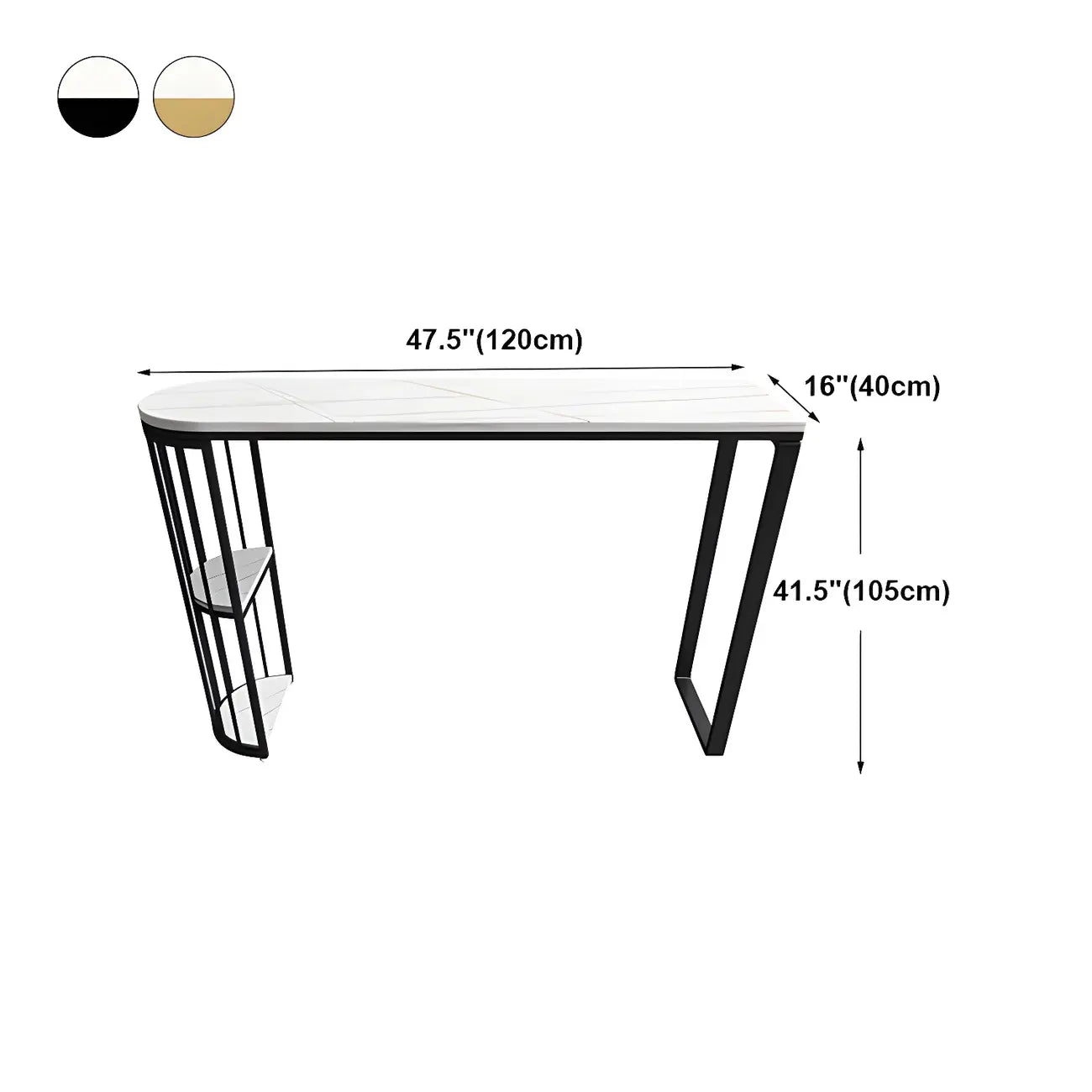 Table de bar moderne en faux marbre avec structure en métal pour la cuisine