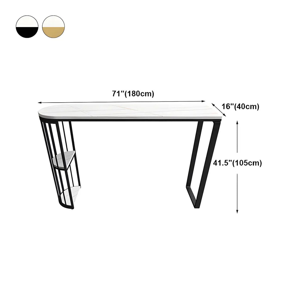 Table de bar moderne en faux marbre avec structure en métal pour la cuisine