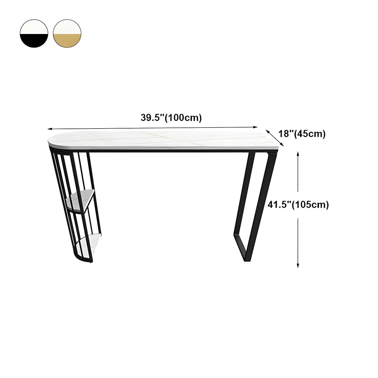 Table de bar moderne en faux marbre avec structure en métal pour la cuisine