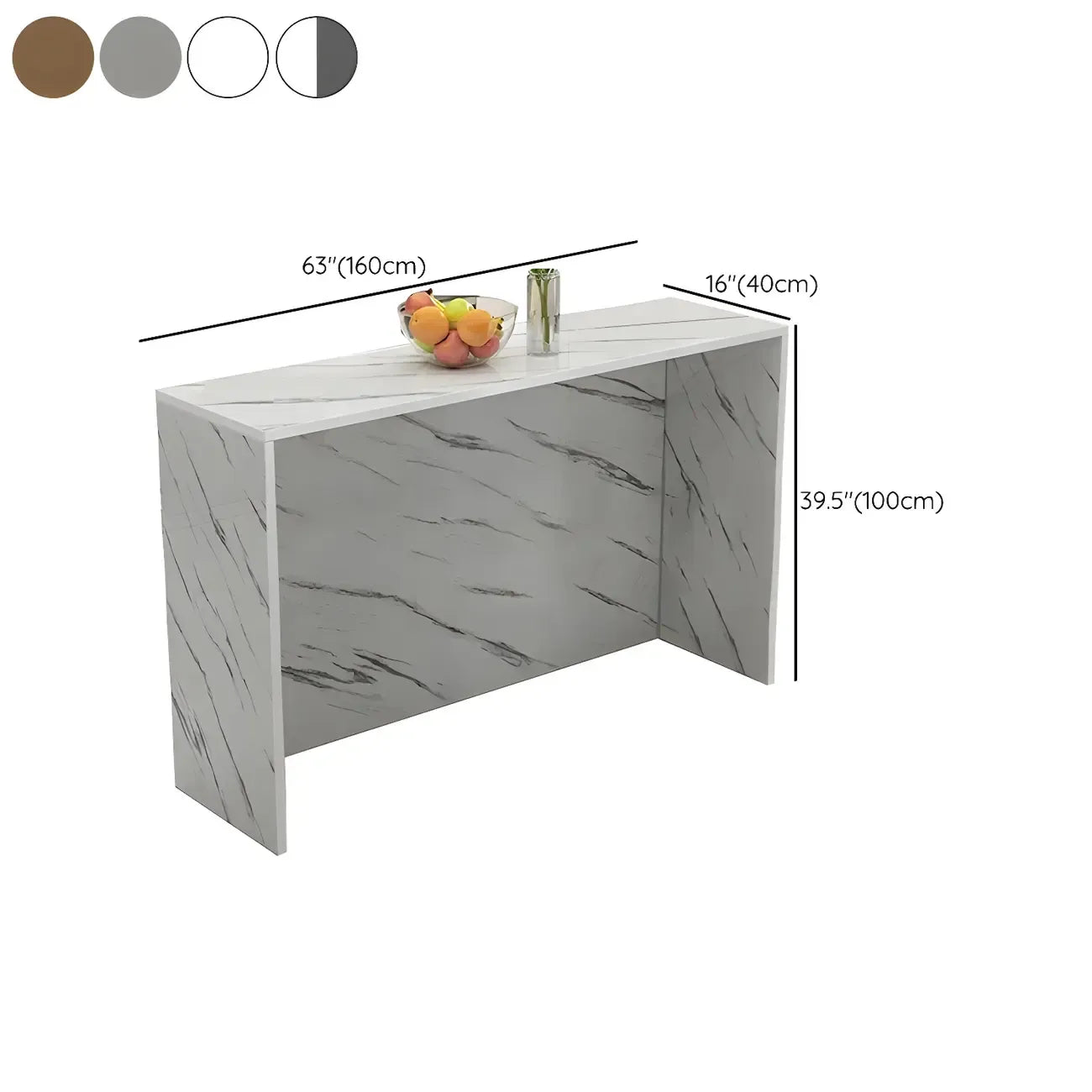 Table de bar rectangulaire blanche en bois pour salon