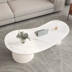 Table basse ovale blanche minimaliste standard avec 2 tiroirs