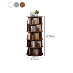 Bibliothèque cylindrique en bois marron à dos ouvert et pivotante
