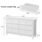 Commode de chambre à coucher en bois à 6 tiroirs profonds