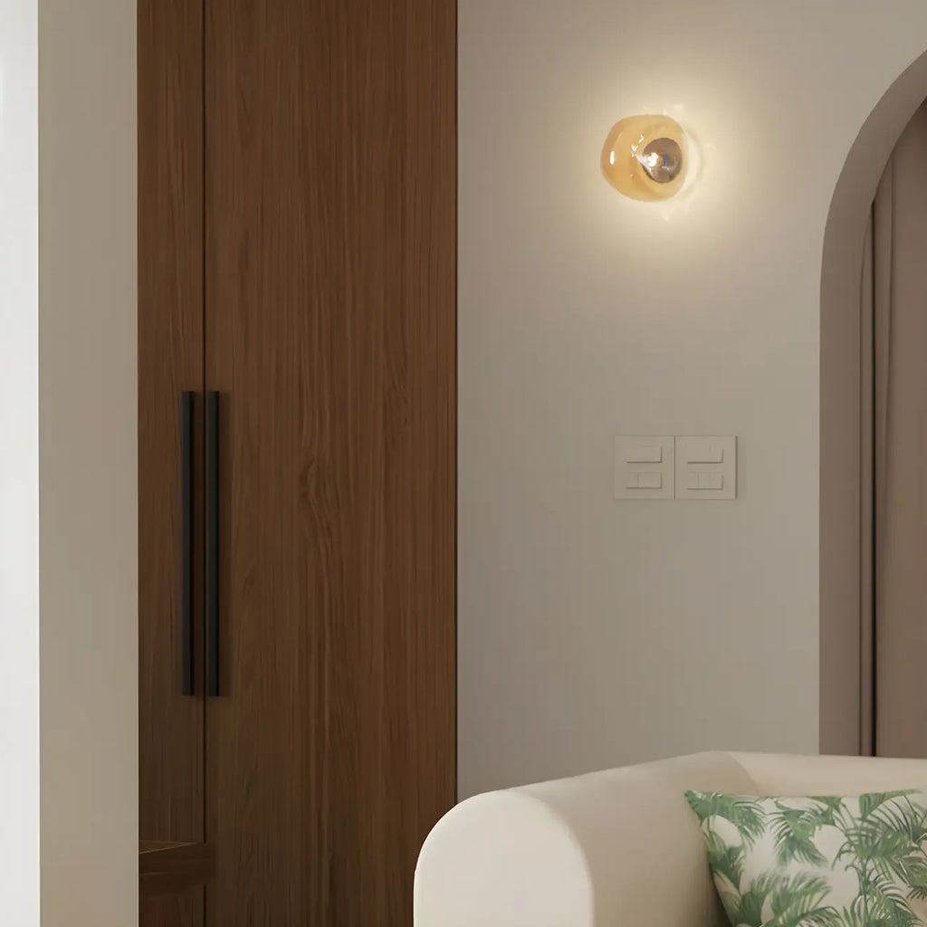 Applique murale LED en verre miroir Art Déco en forme de rocher