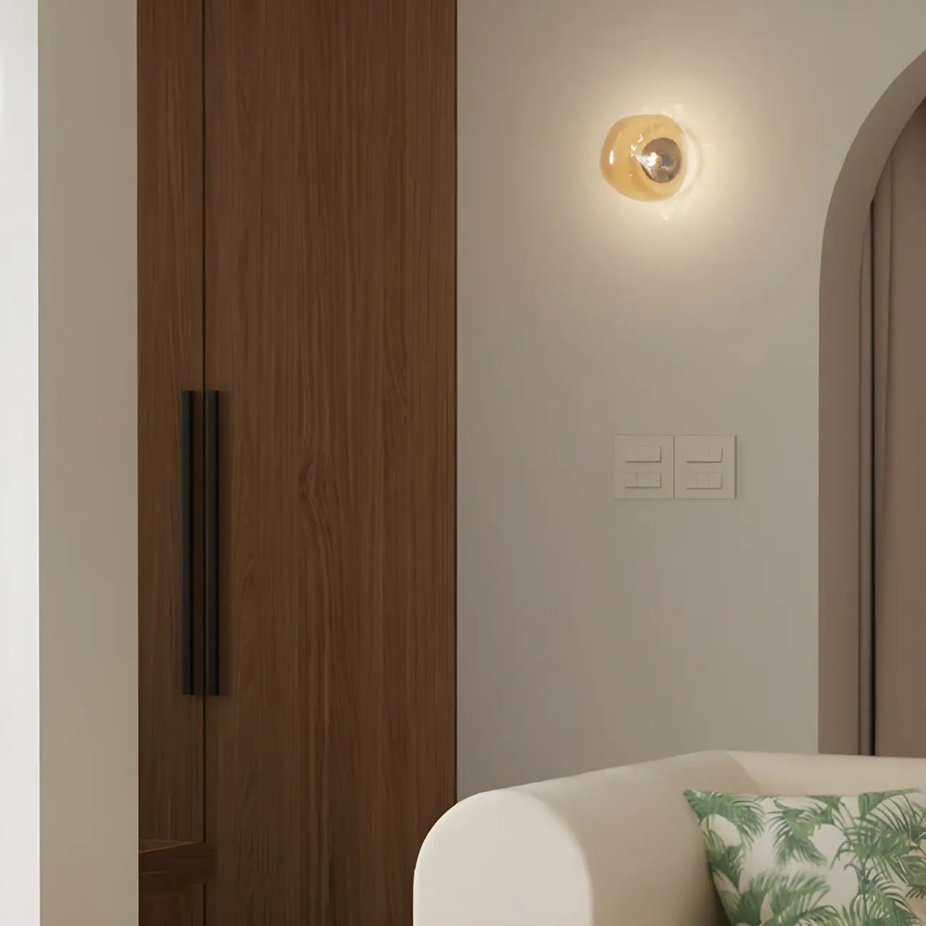 Applique murale LED en verre miroir Art Déco en forme de rocher