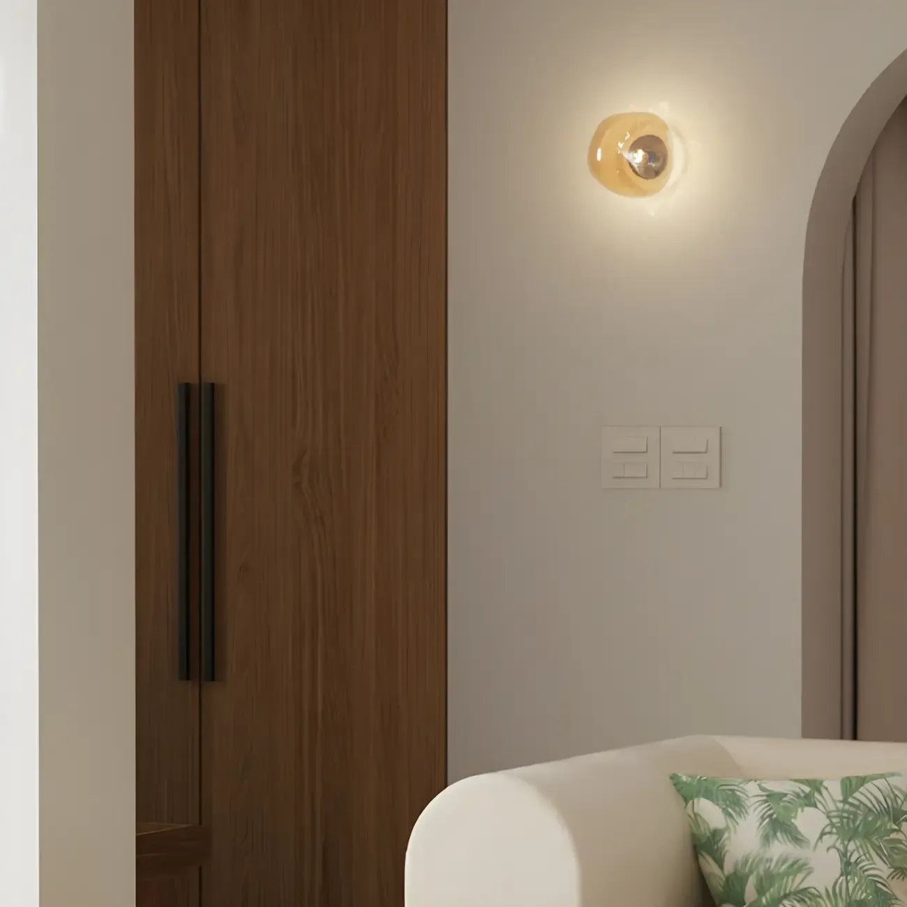 Applique murale LED en verre miroir Art Déco en forme de rocher