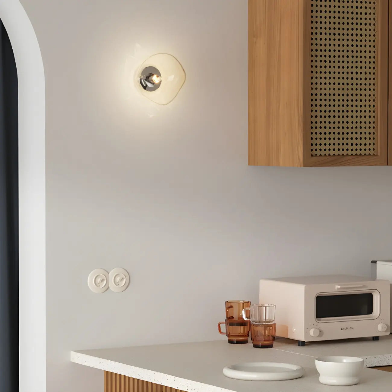 Applique murale LED en verre miroir Art Déco en forme de rocher
