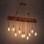 Lampada a sospensione da isola grande in legno marrone industriale