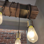 Lampada a sospensione da isola grande in legno marrone industriale
