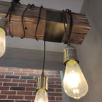 Lampada a sospensione da isola grande in legno marrone industriale