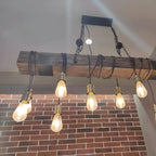 Lampada a sospensione da isola grande in legno marrone industriale