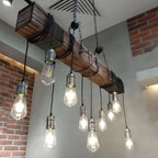 Lampada a sospensione da isola grande in legno marrone industriale