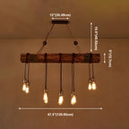 Lampada a sospensione da isola grande in legno marrone industriale