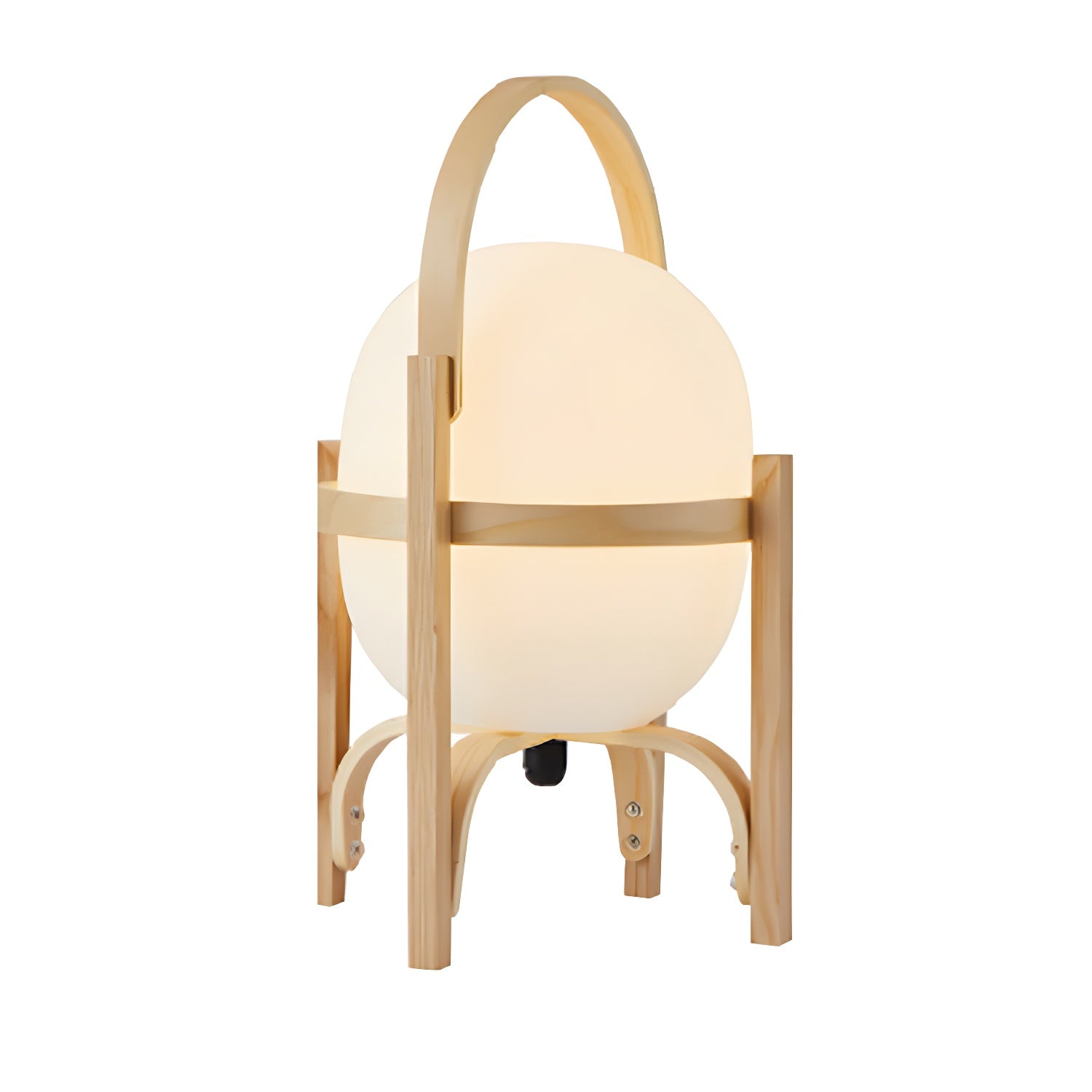Lampe de table LED géométrique à brancher avec cadre en bois pour chambre