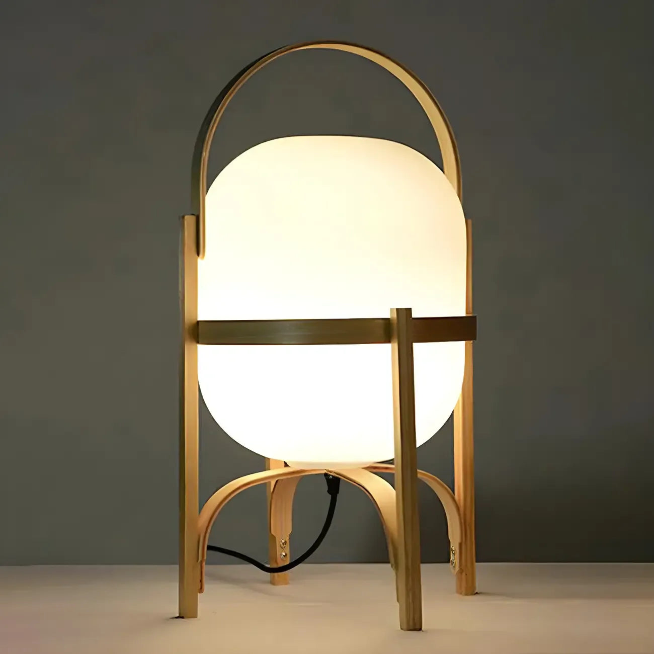 Lampe de table LED géométrique à brancher avec cadre en bois pour chambre