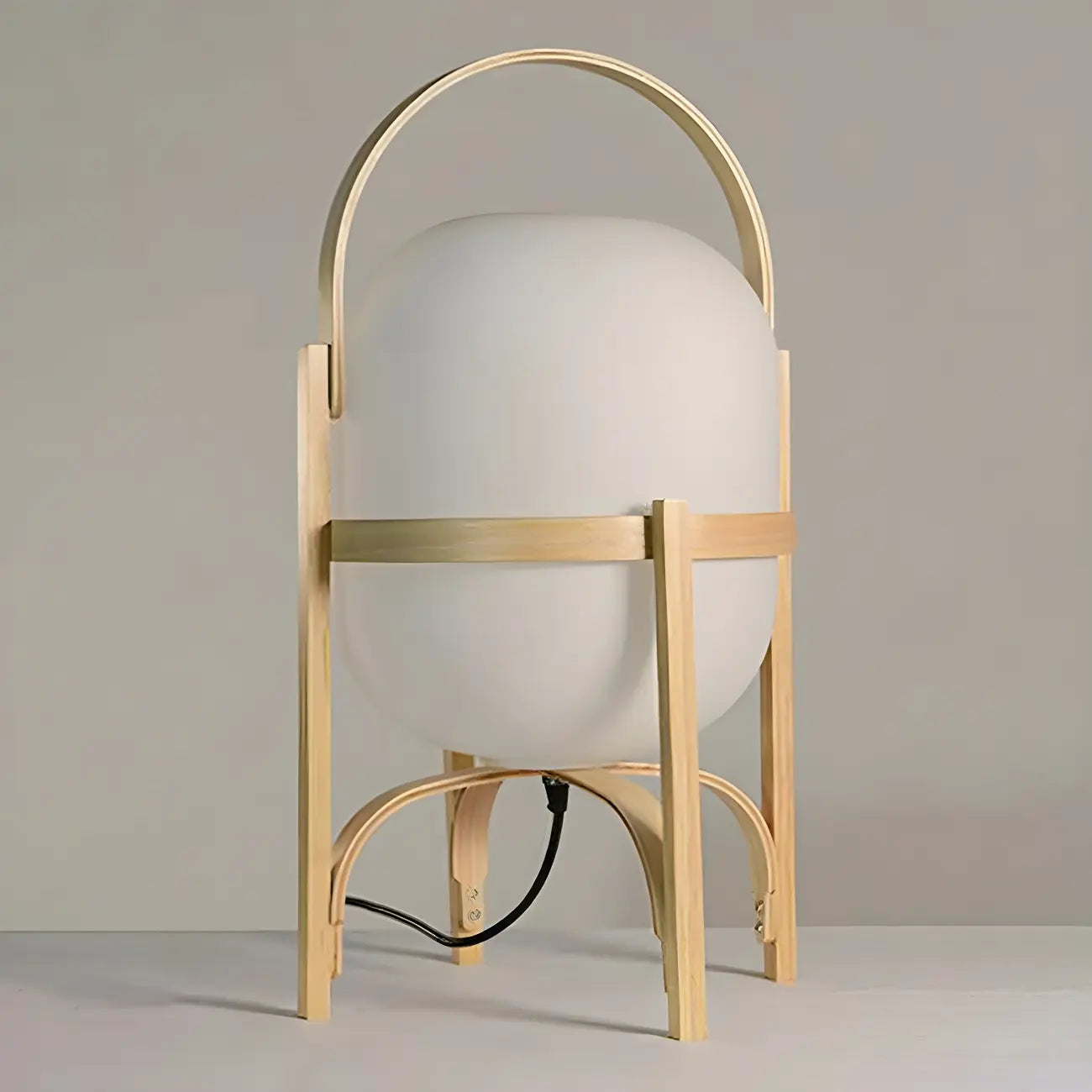 Lampe de table LED géométrique à brancher avec cadre en bois pour chambre