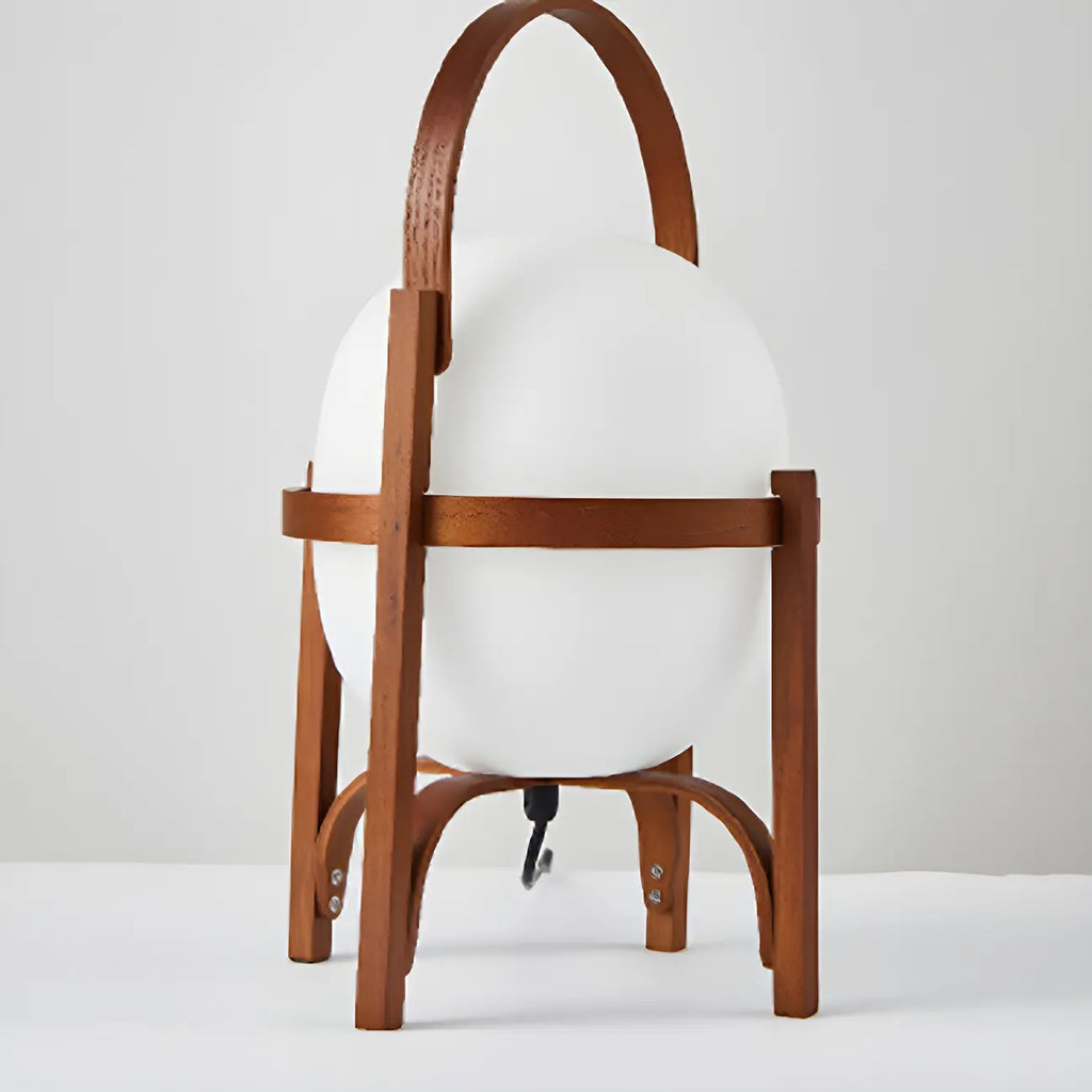 Lampe de table LED géométrique à brancher avec cadre en bois pour chambre