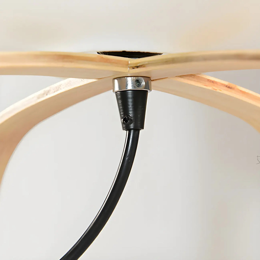 Lampe de table LED géométrique à brancher avec cadre en bois pour chambre