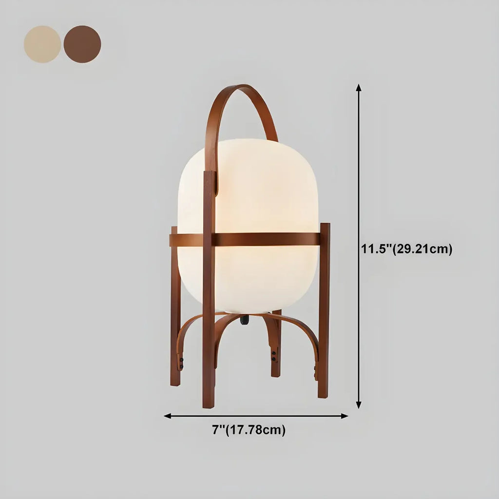 Lampe de table LED géométrique à brancher avec cadre en bois pour chambre