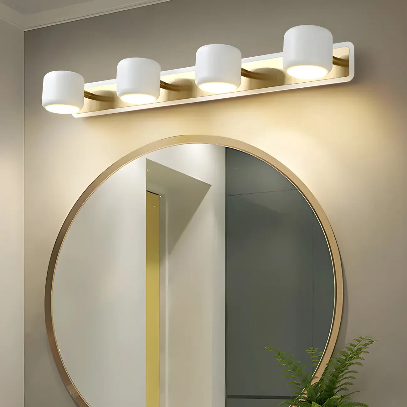 Applique murale moderne cylindrique en aluminium à LED blanc chaud pour salle de bain