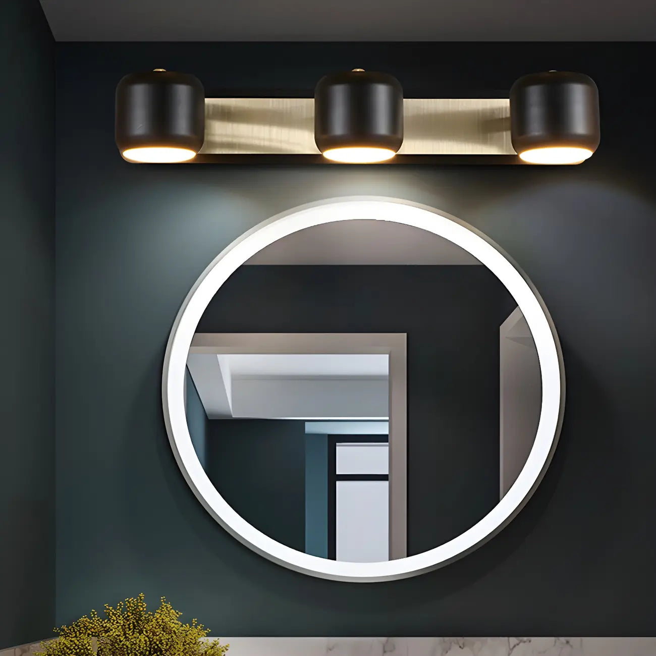 Applique murale moderne cylindrique en aluminium à LED blanc chaud pour salle de bain
