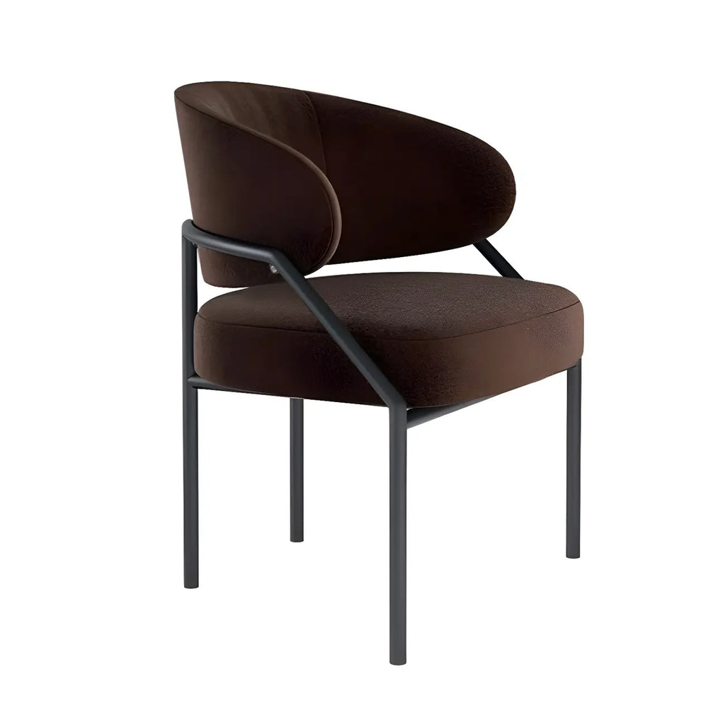 Chaise de salle à manger contemporaine grise rembourrée avec structure en métal