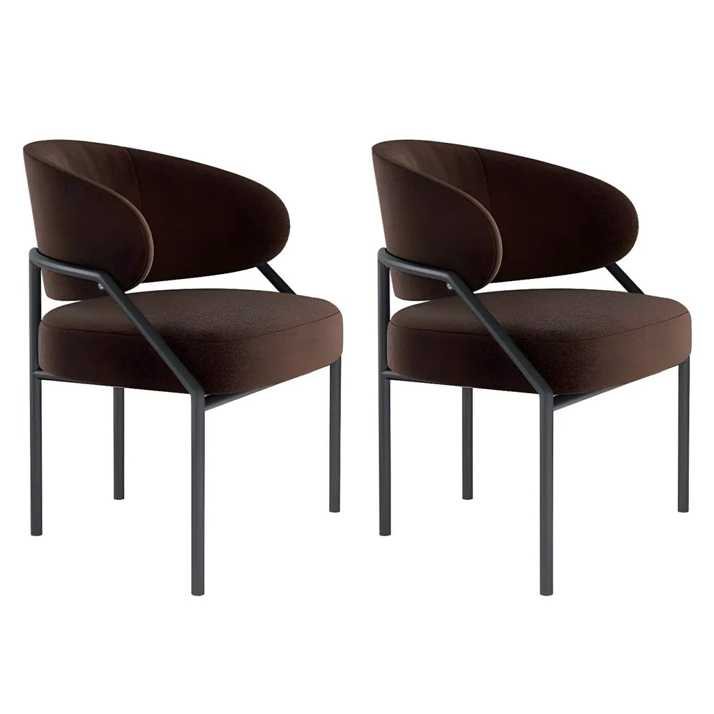 Chaise de salle à manger contemporaine grise rembourrée avec structure en métal