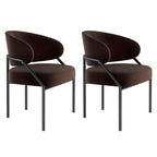 Chaise de salle à manger contemporaine grise rembourrée avec structure en métal
