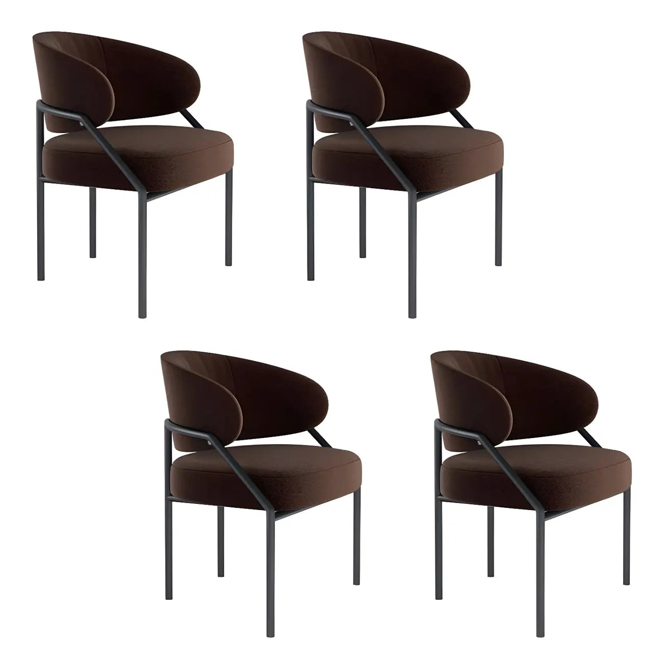 Chaise de salle à manger contemporaine grise rembourrée avec structure en métal