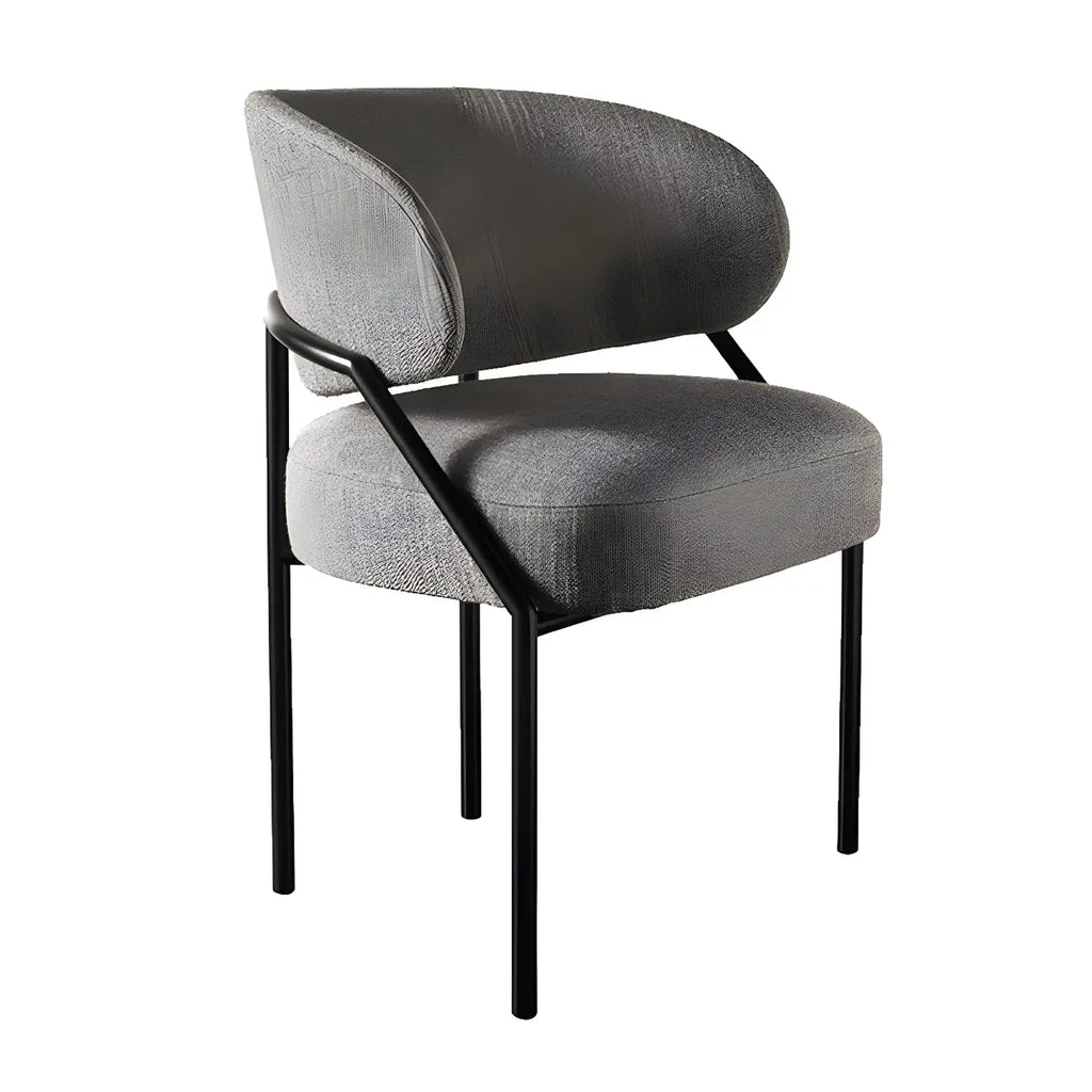 Chaise de salle à manger contemporaine grise rembourrée avec structure en métal