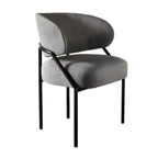 Chaise de salle à manger contemporaine grise rembourrée avec structure en métal
