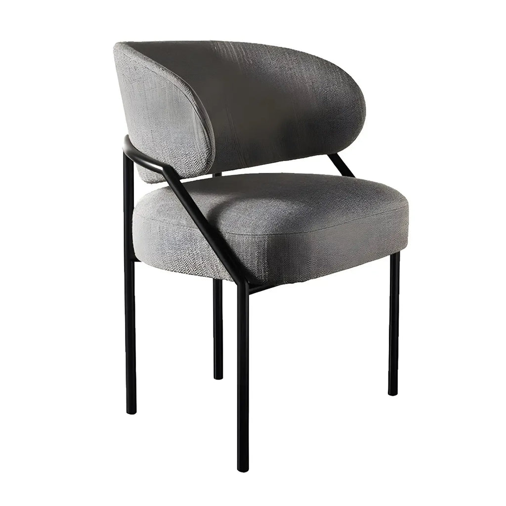 Chaise de salle à manger contemporaine grise rembourrée avec structure en métal