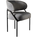 Chaise de salle à manger contemporaine grise rembourrée avec structure en métal