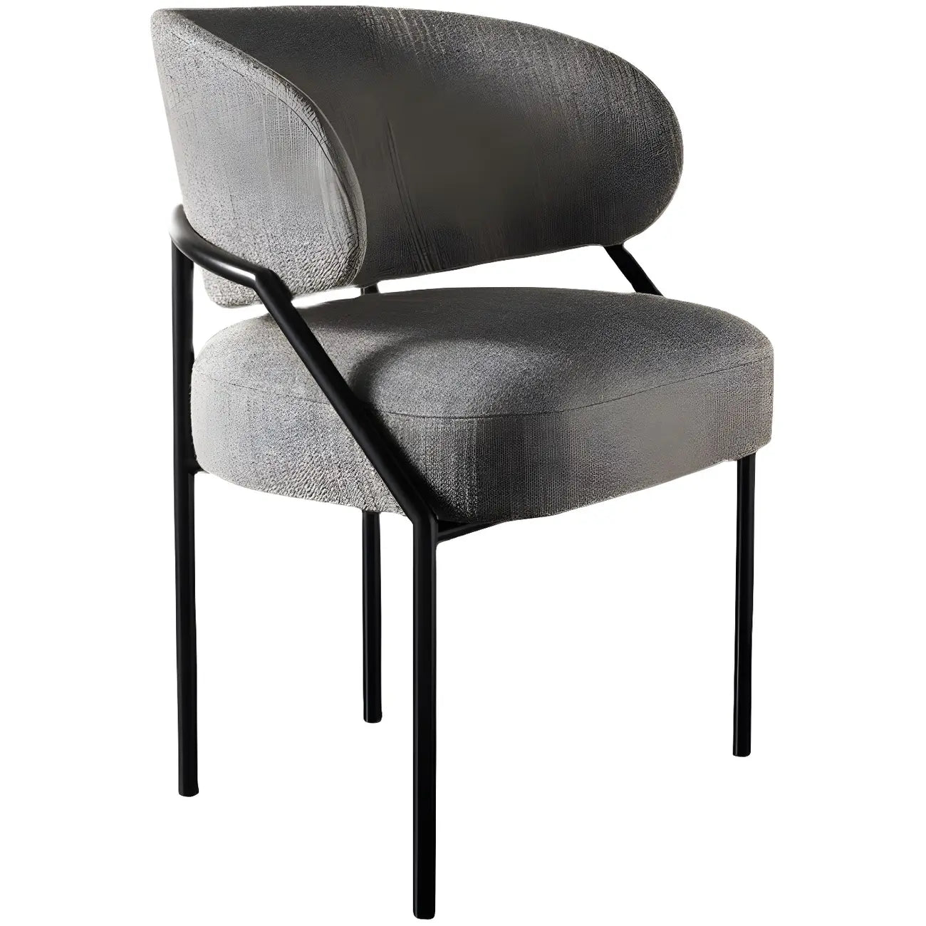 Chaise de salle à manger contemporaine grise rembourrée avec structure en métal