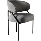 Chaise de salle à manger contemporaine grise rembourrée avec structure en métal