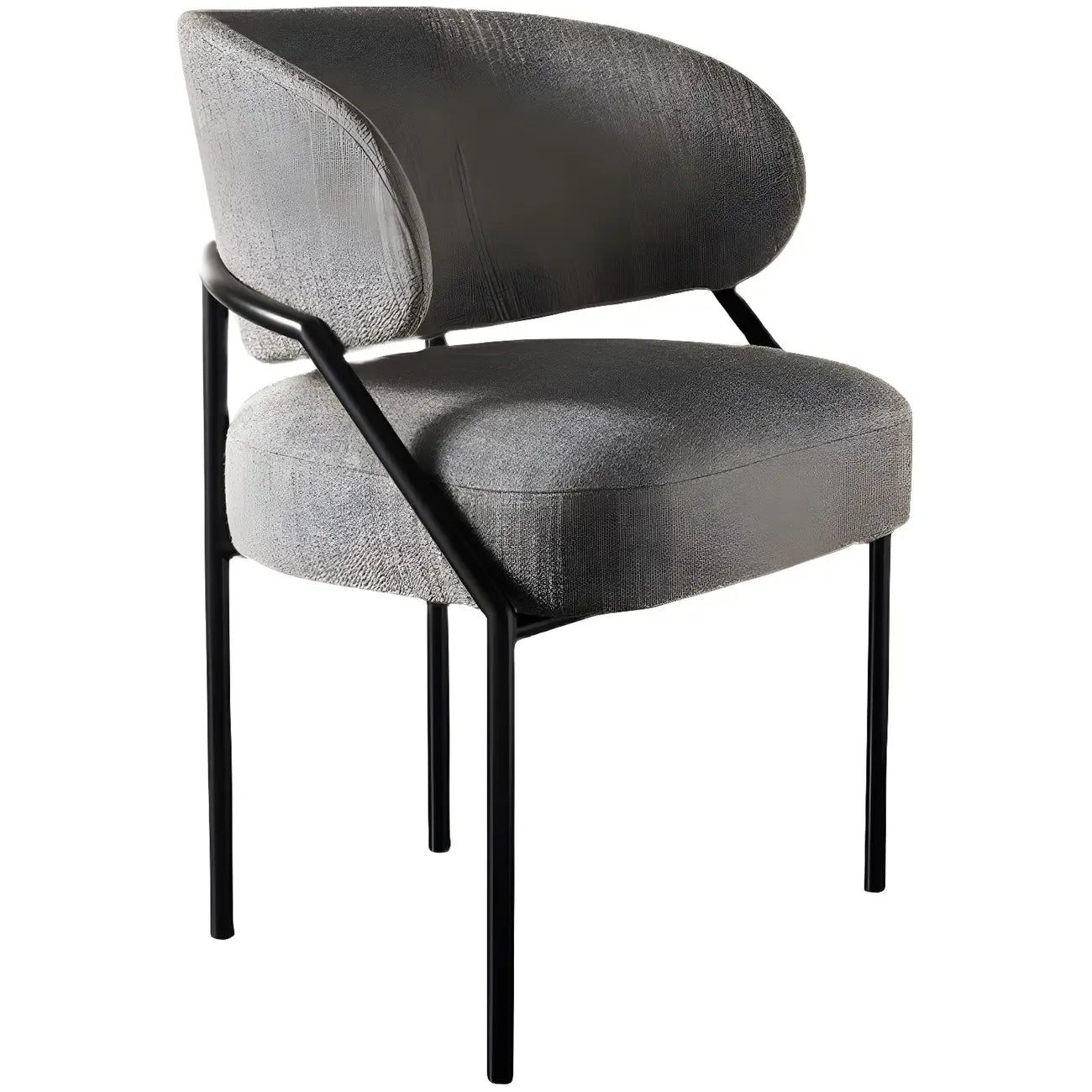 Chaise de salle à manger contemporaine grise rembourrée avec structure en métal