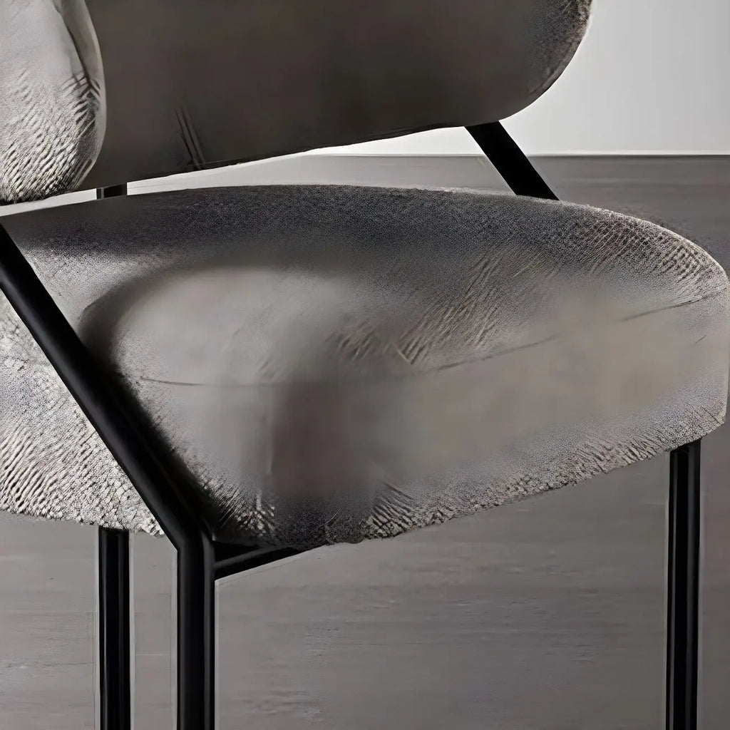 Chaise de salle à manger contemporaine grise rembourrée avec structure en métal