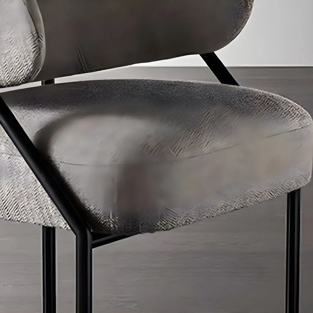 Chaise de salle à manger contemporaine grise rembourrée avec structure en métal