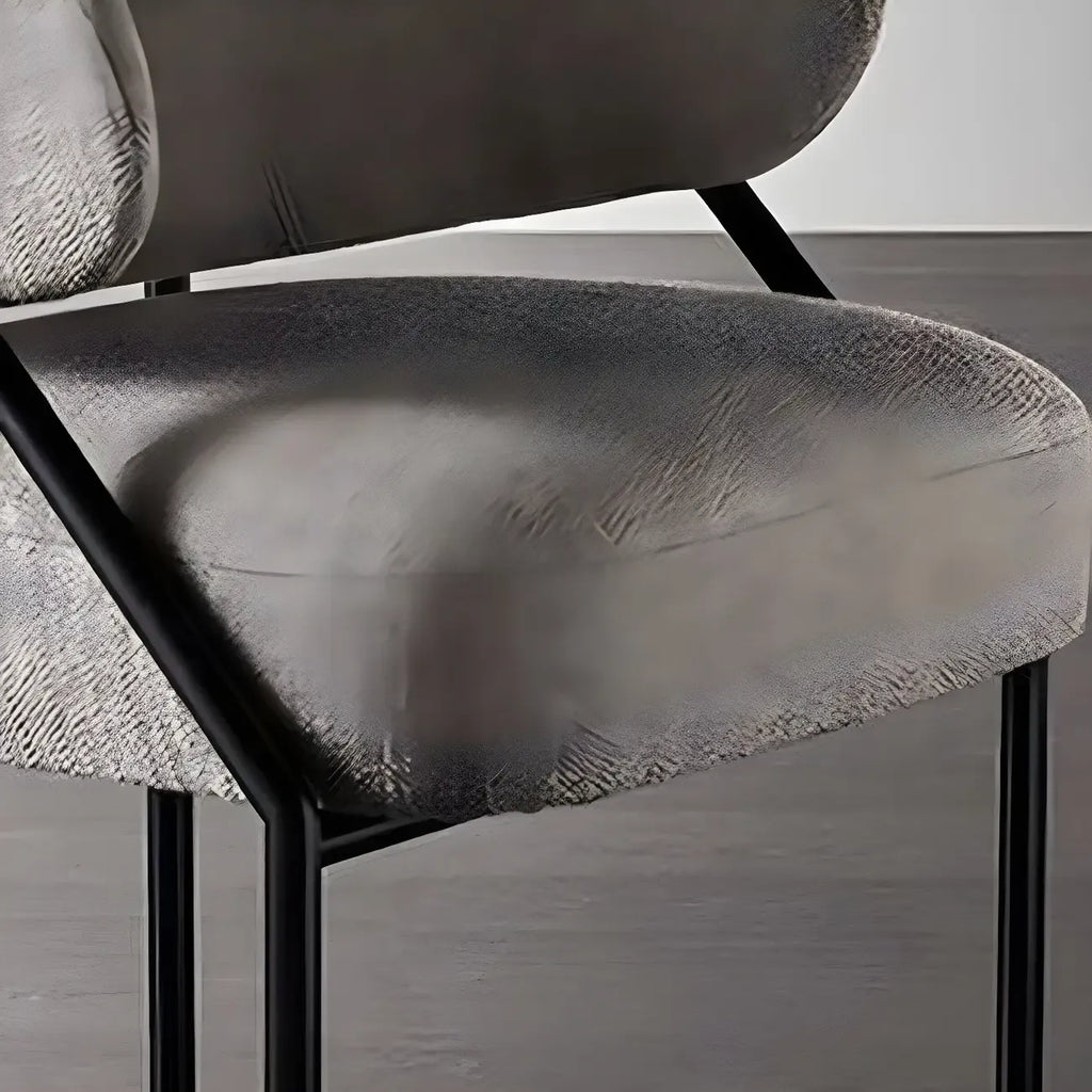 Chaise de salle à manger contemporaine grise rembourrée avec structure en métal