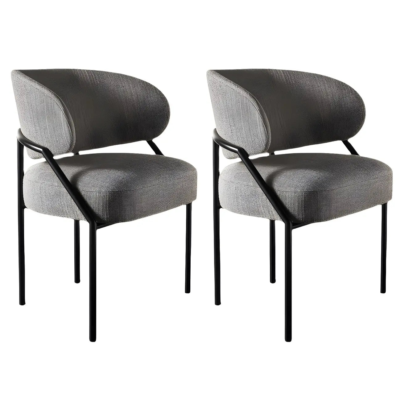 Chaise de salle à manger contemporaine grise rembourrée avec structure en métal