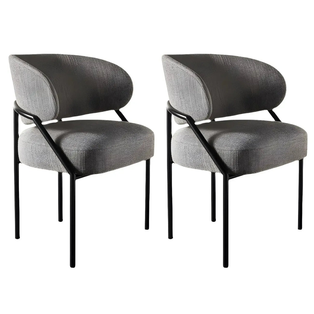 Chaise de salle à manger contemporaine grise rembourrée avec structure en métal