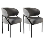 Chaise de salle à manger contemporaine grise rembourrée avec structure en métal