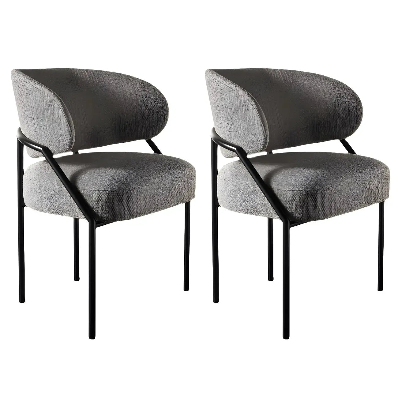 Chaise de salle à manger contemporaine grise rembourrée avec structure en métal
