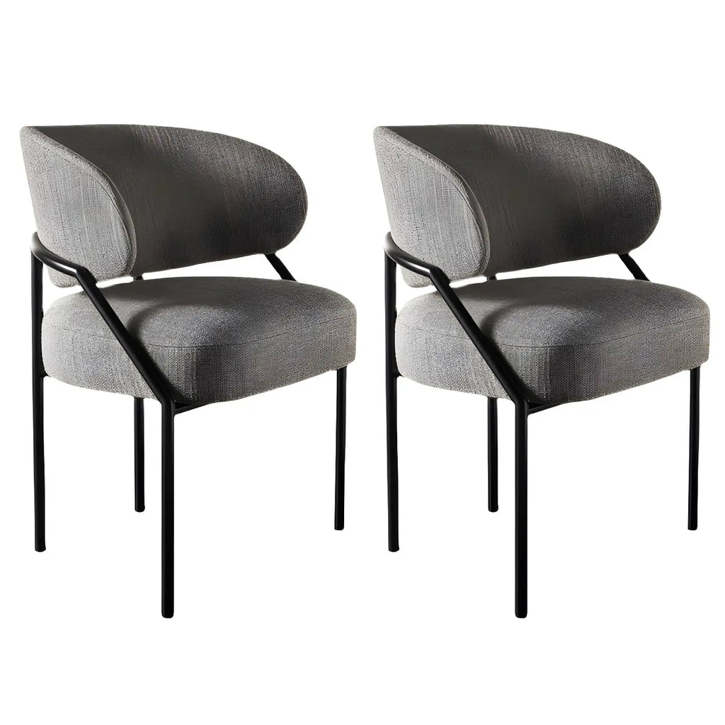 Chaise de salle à manger contemporaine grise rembourrée avec structure en métal